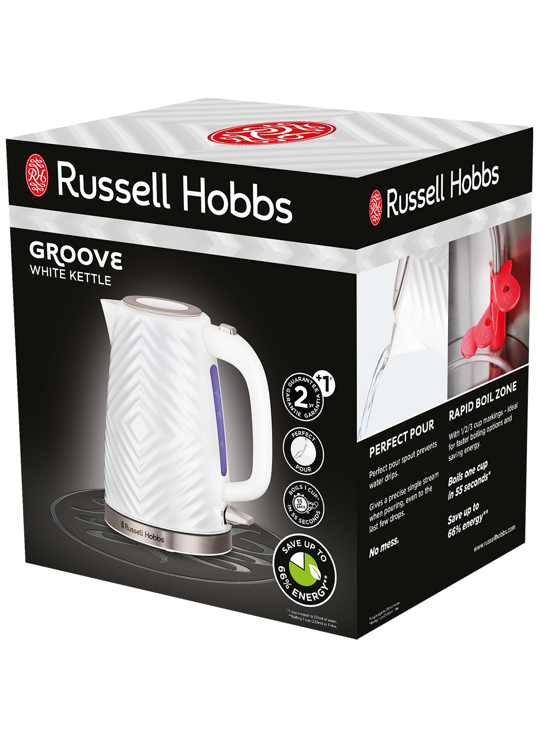 Russell Hobbs Groove waterkoker 1,7 liter 26381-70 - achterkant wit