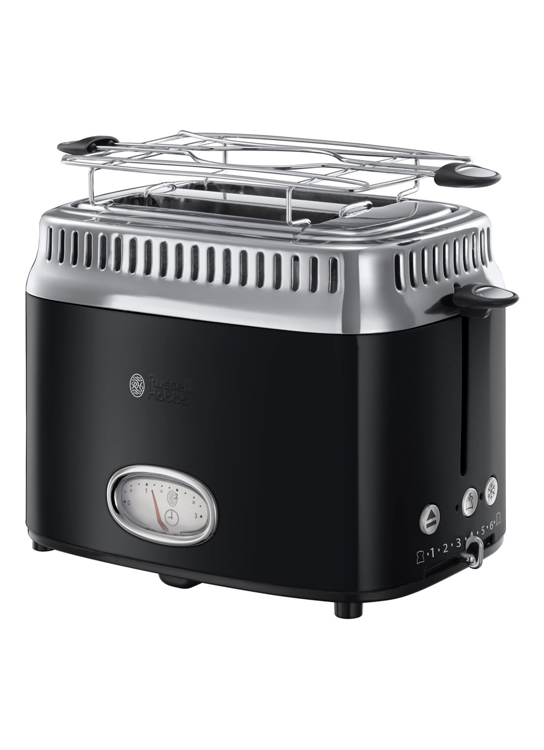 Russell Hobbs Retro Classic broodrooster 2-slots - voorkant zwart