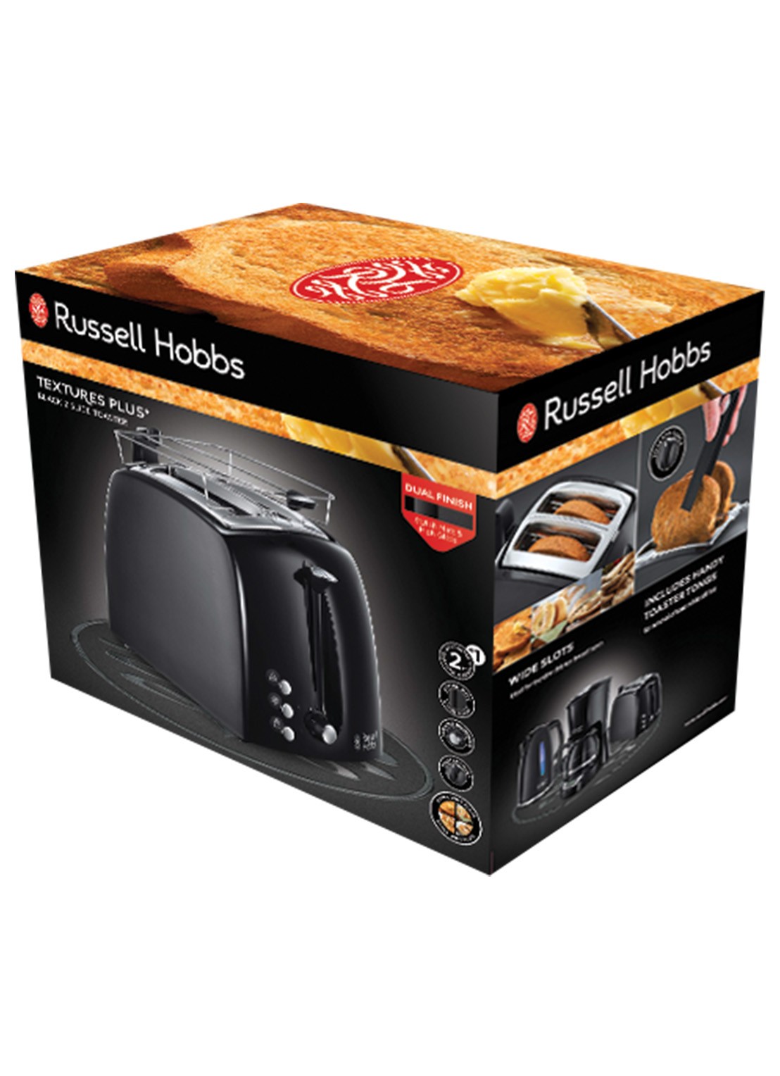 Russell Hobbs Textures Plus+ broodrooster 2-slots - achterkant zwart