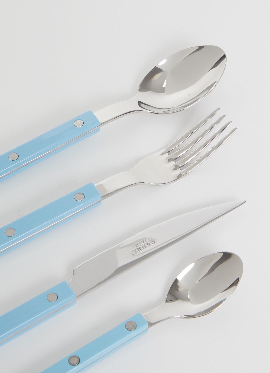 Sabre Bistrot bestekset 4- delig - voorkant 2 lichtblauw