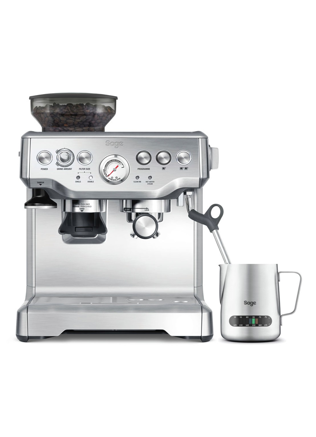 Sage Barista Express koffiemachine BES875BSS  - detail zilver