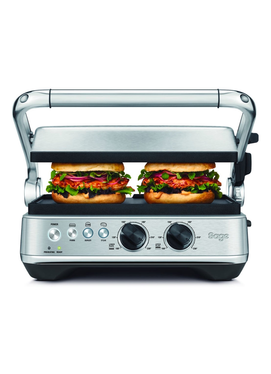 Sage The BBQ & Press contactgrill 35,1 x 37,5 cm SGR700BSS4EEU1 - voorkant 5 zilver