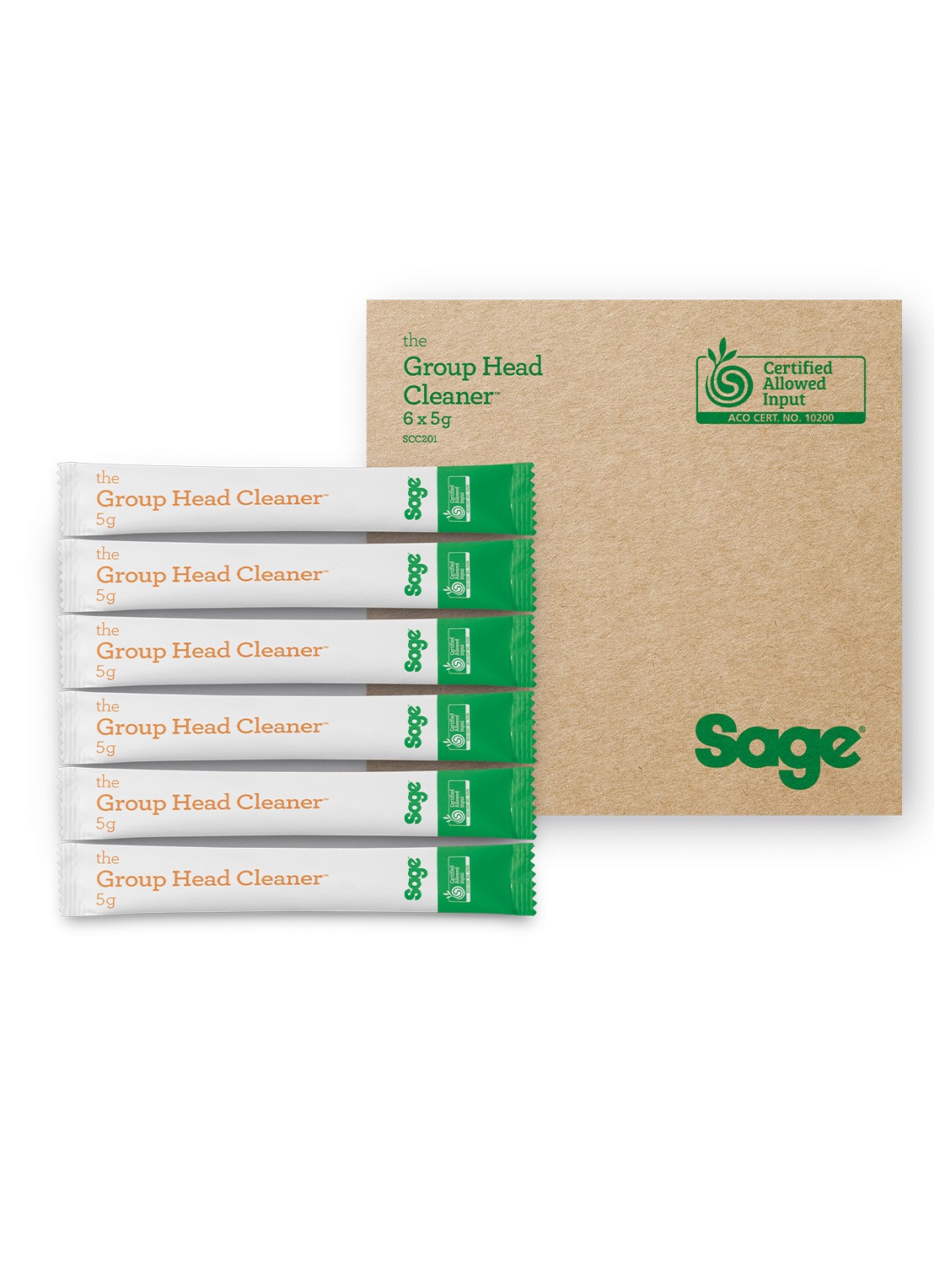 Sage The Group Head Cleaner schoonmaakmiddel 5 gram set van 6 - voorkant 3 wit