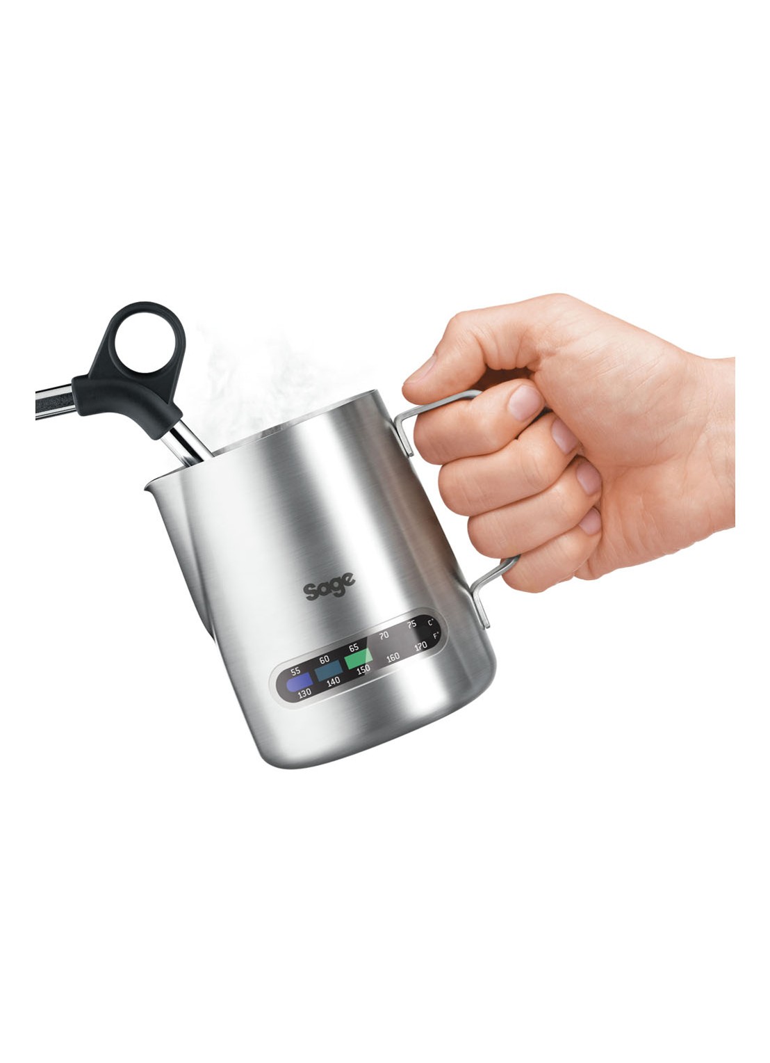 Sage The Temp Control melkkan met thermometer 480 ml - voorkant 2 zilver