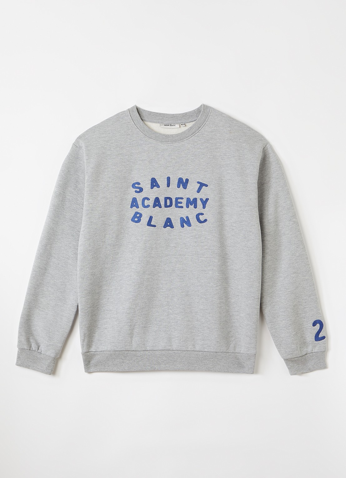 Saint Blanc Academy sweater met logoborduring - voorkant grijsmele