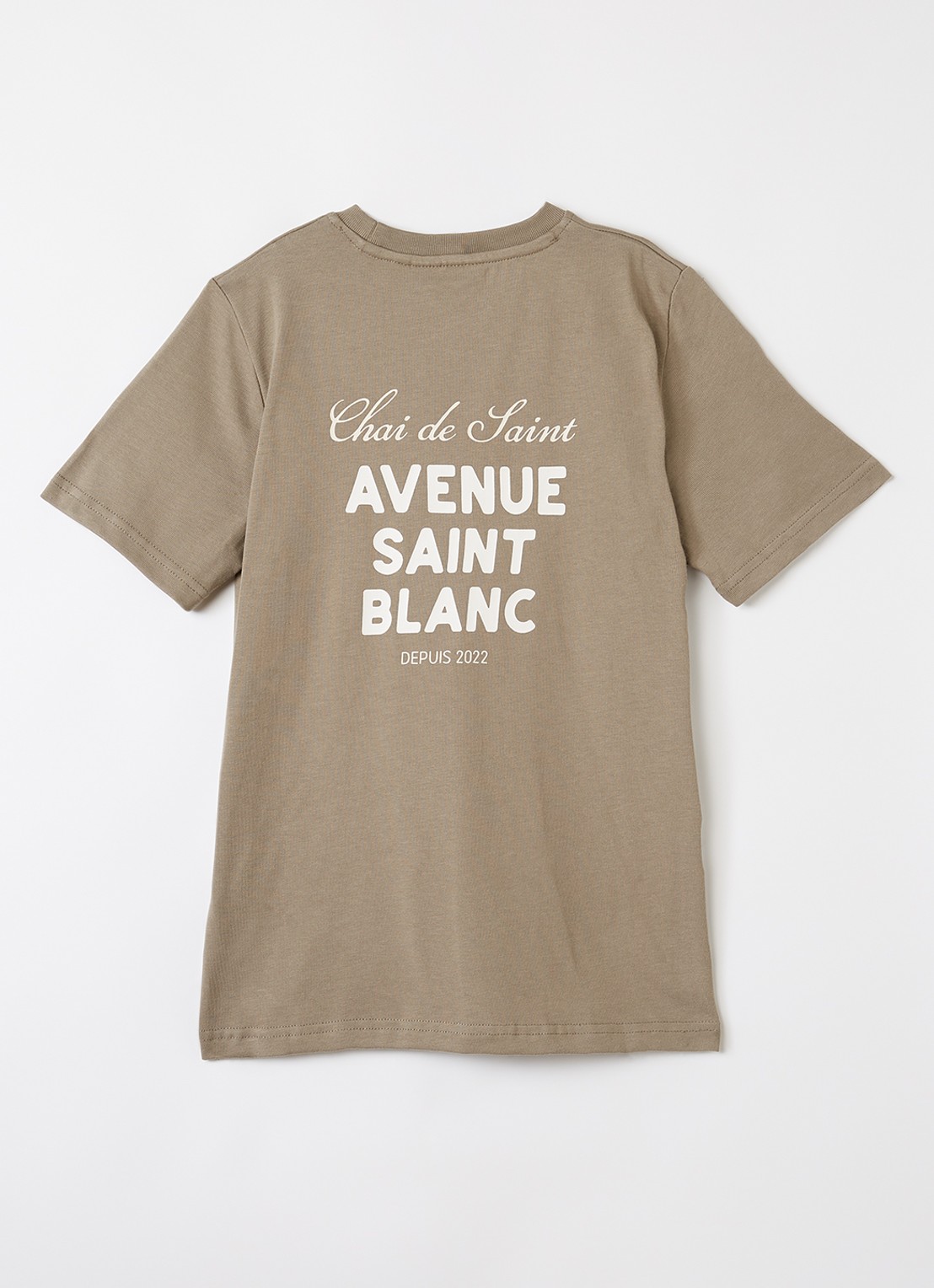 Saint Blanc Avenue T-shirt met front- en backprint - voorkant 2 khaki
