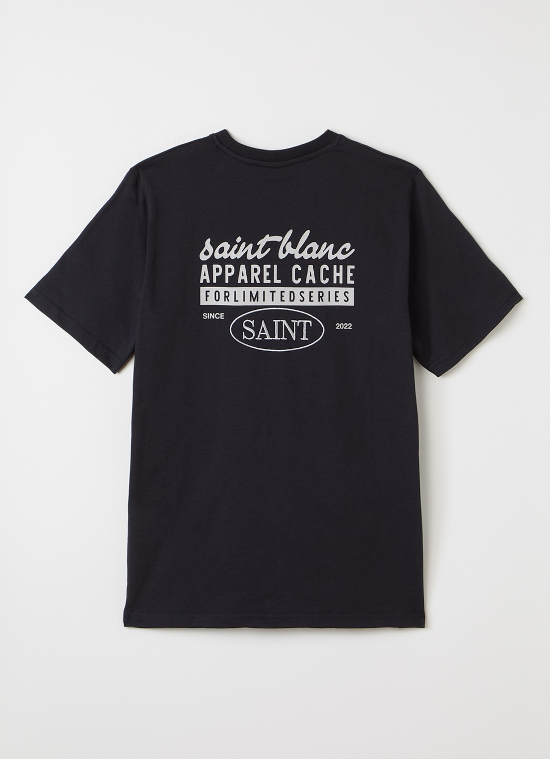 Saint Blanc Cache T-shirt met logo- en backprint - voorkant 2 zwart