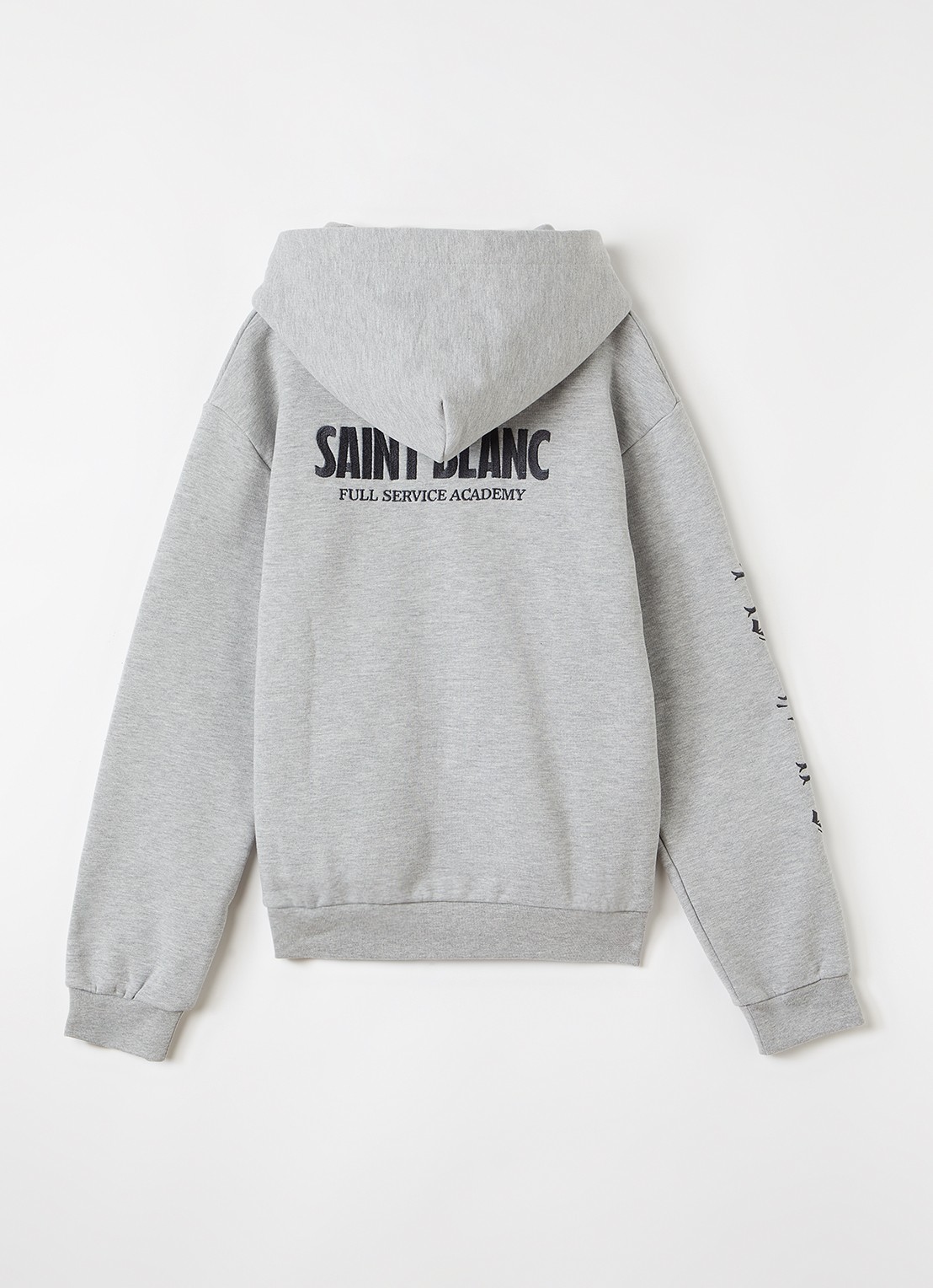 Saint Blanc Collective Academy sweatvest met logo- en backprint - achterkant grijsmele