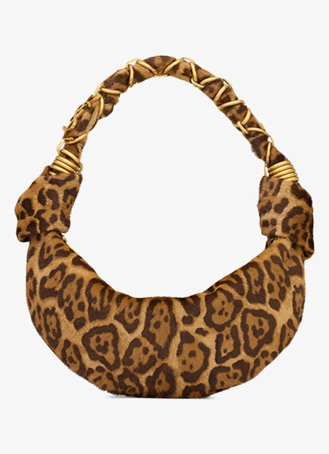 Saint Laurent Amalia Mini schoudertas van kalfsleer met ponyhair - voorkant 4 bruin