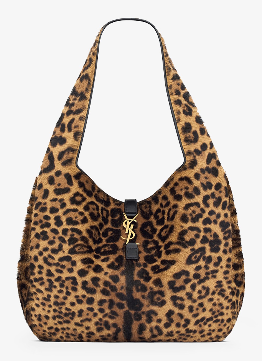Saint Laurent Bea shopper van kalfsleer met ponyhair - detail bruin
