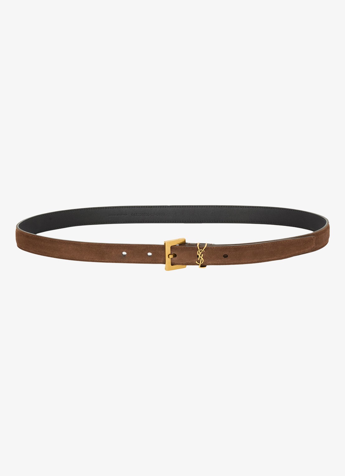 Saint Laurent Boucle Carree riem van kalfssuède - detail 2 bruin