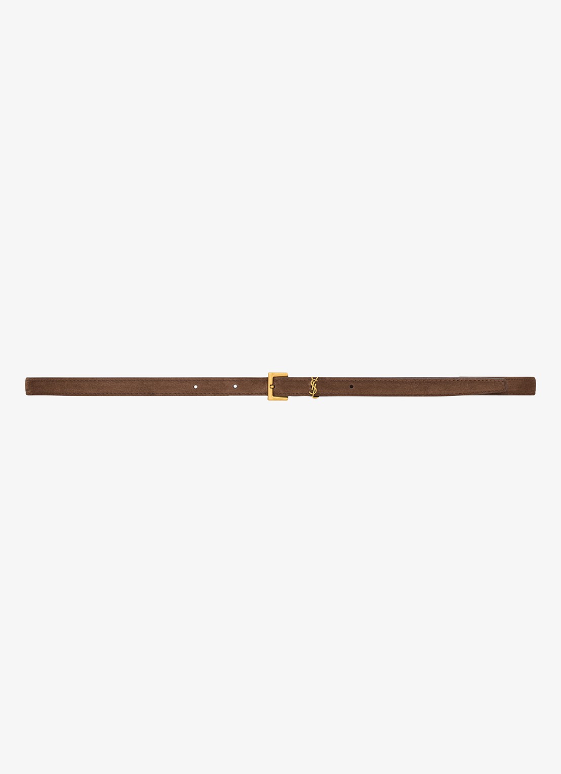 Saint Laurent Boucle Carree riem van kalfssuède - voorkant 3 bruin