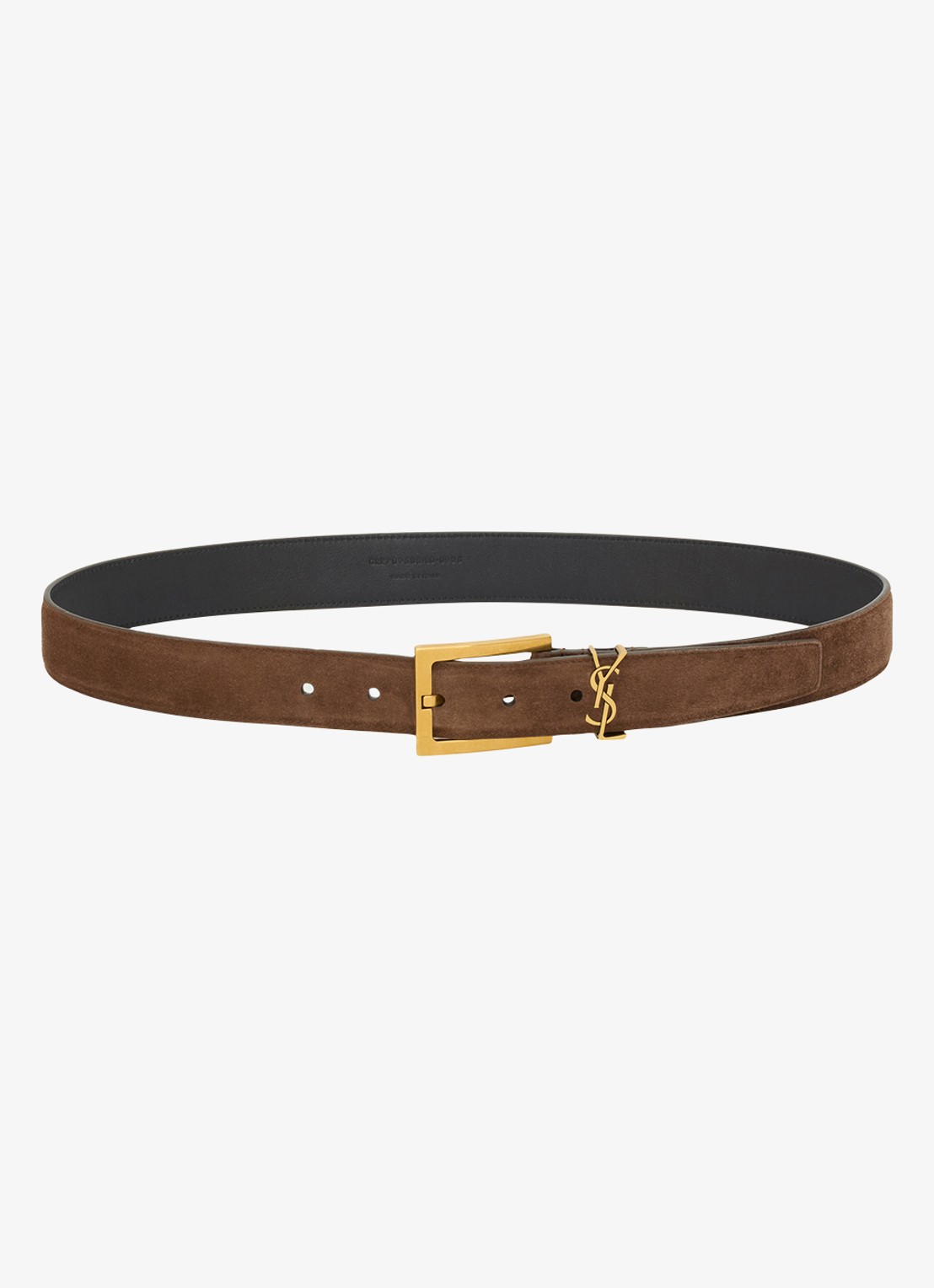 Saint Laurent Boucle Carree riem van kalfssuède - detail 2 bruin
