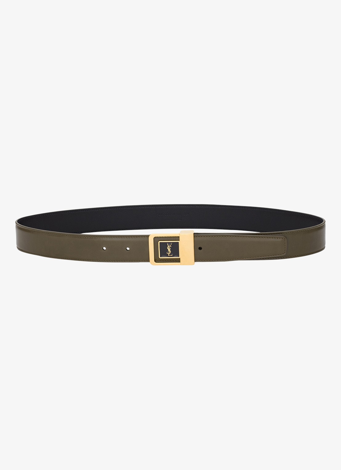 Saint Laurent Boucle La 66 riem van kalfsleer - detail legergroen