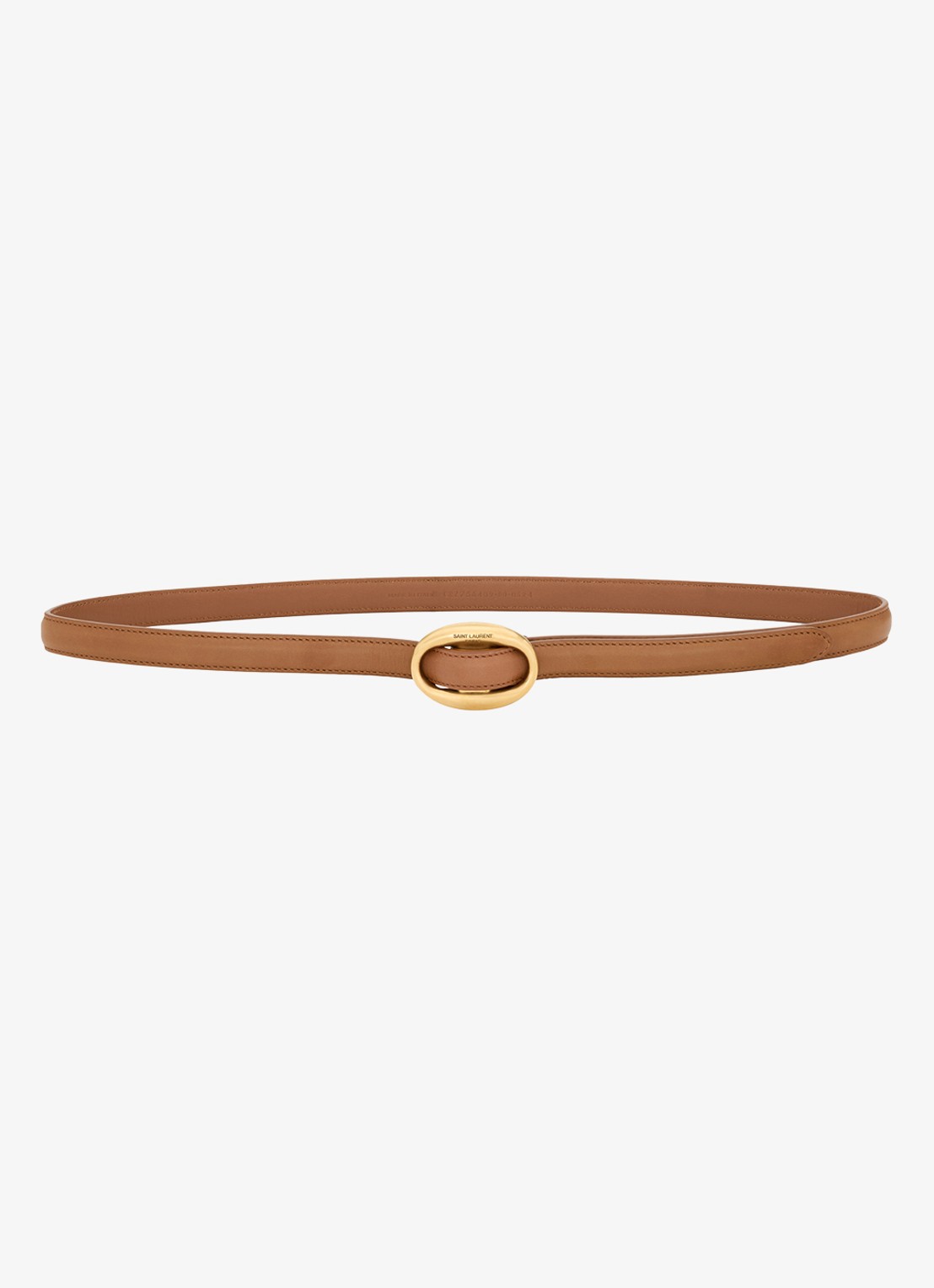 Saint Laurent Boucle Oval riem van kalfsleer - detail 2 camel
