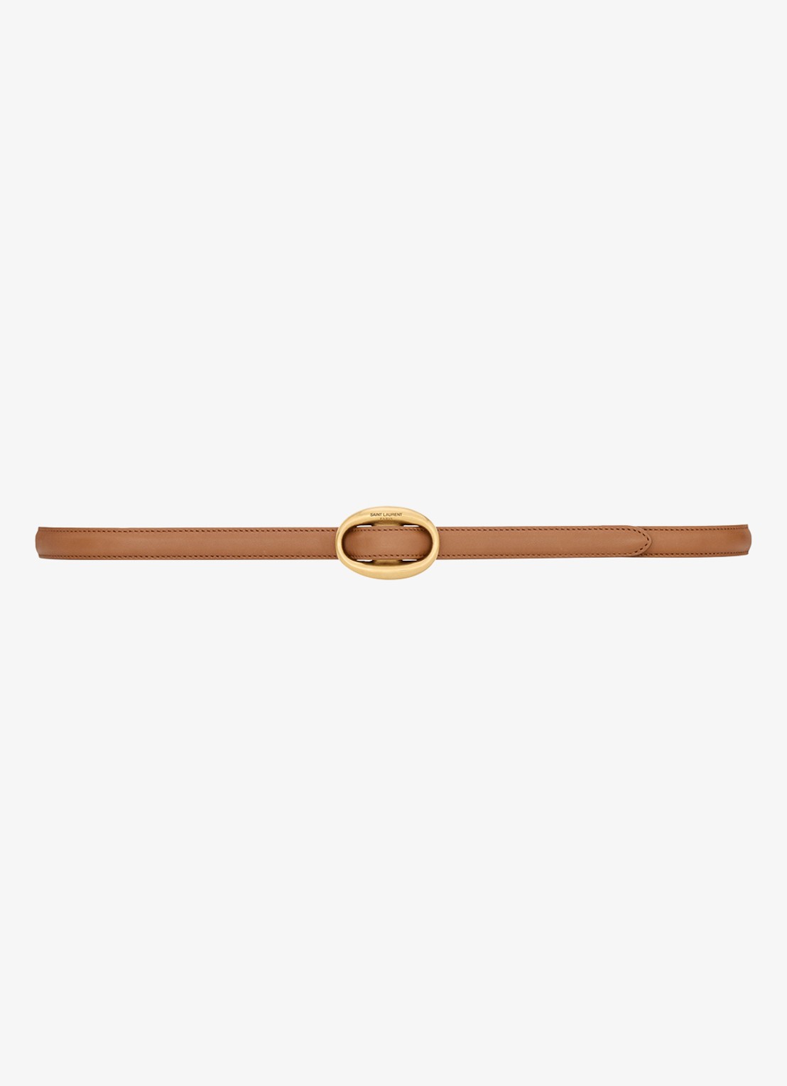 Saint Laurent Boucle Oval riem van kalfsleer - voorkant camel