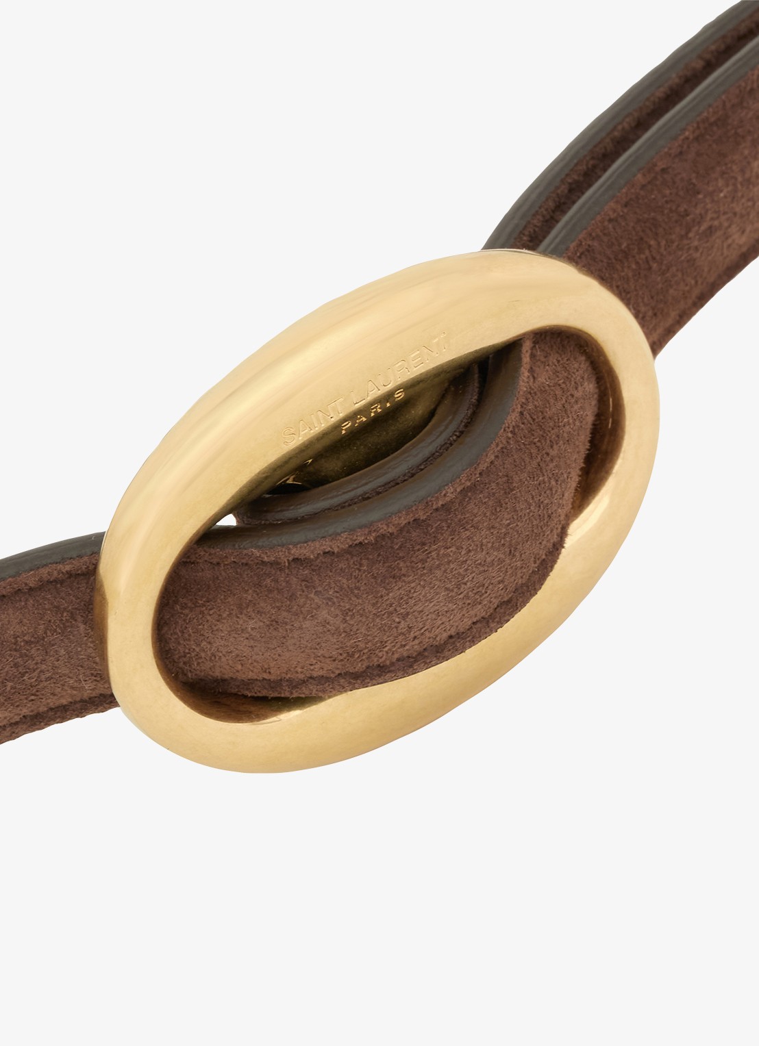 Saint Laurent Boucle Ovale riem van kalfsleer - detail 3 bruin