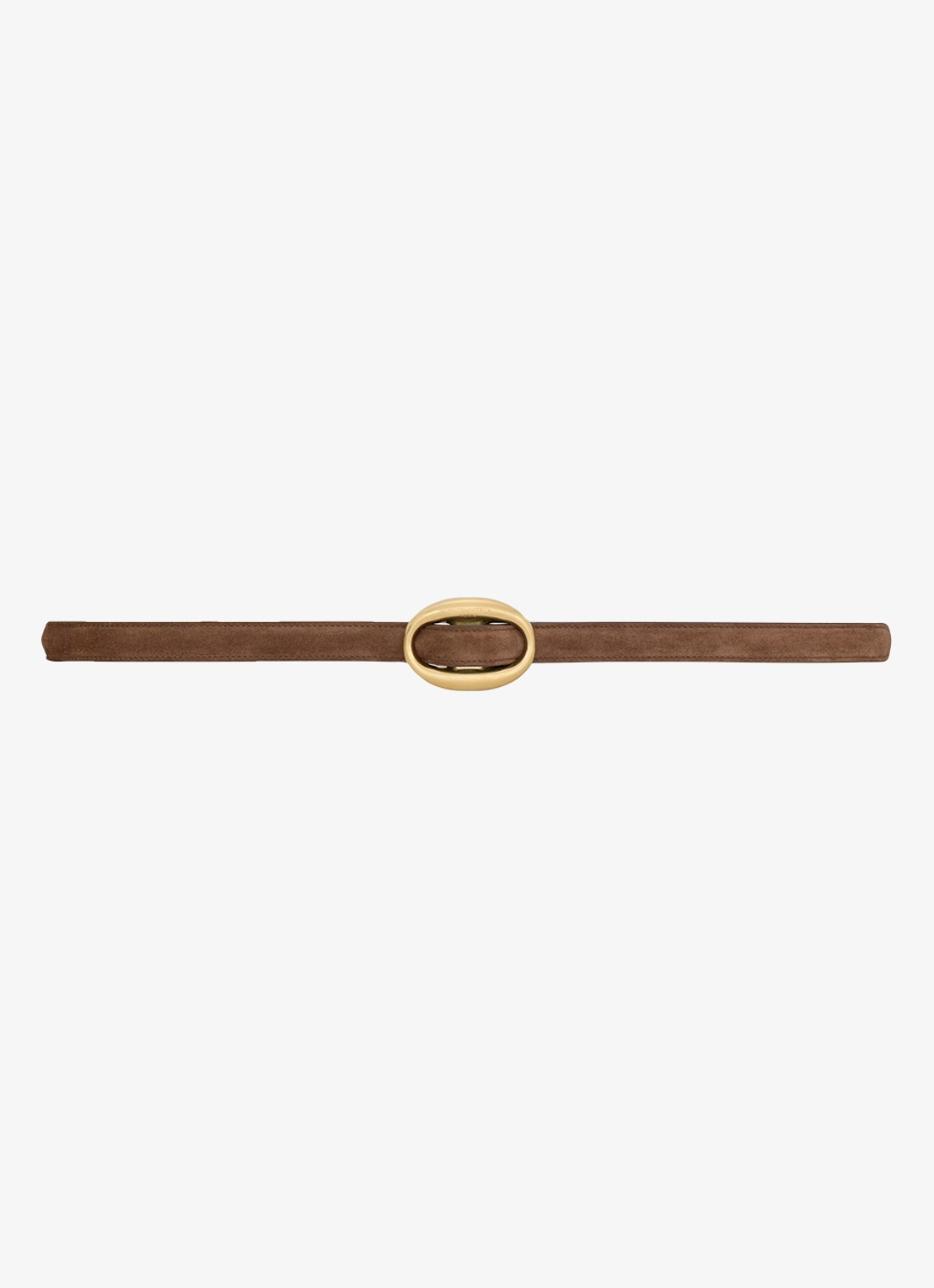 Saint Laurent Boucle Ovale riem van kalfsleer - voorkant bruin