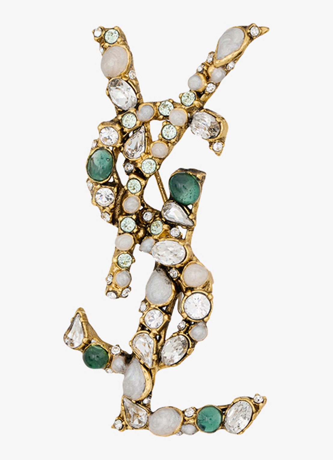 Saint Laurent Broche met logo - voorkant goud