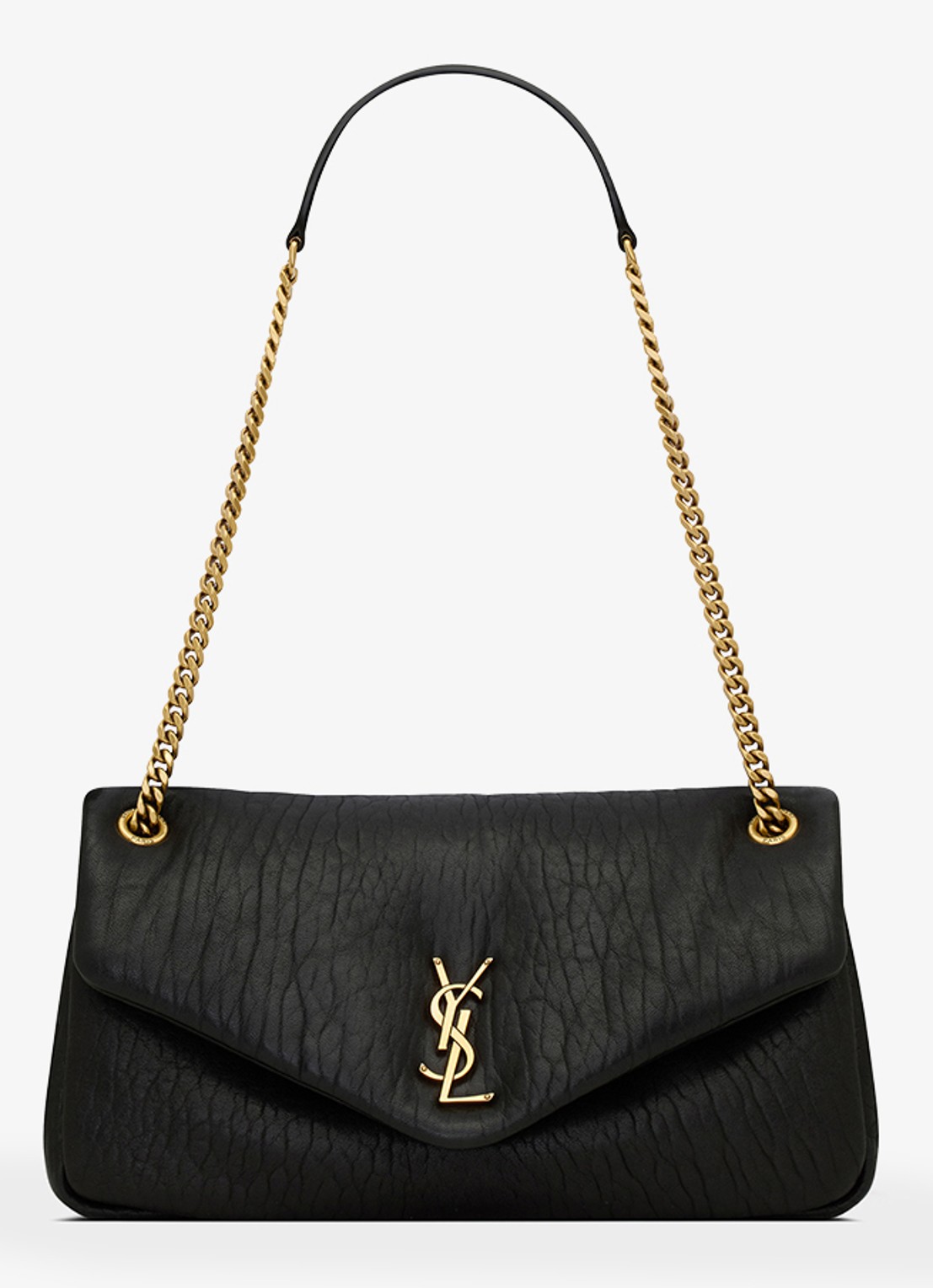 Saint Laurent Calypso Medium schoudertas van lamsleer - voorkant zwart
