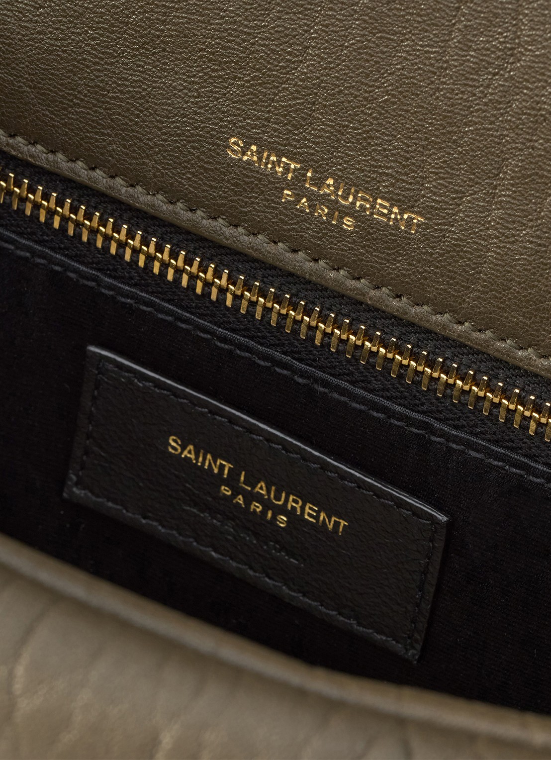 Saint Laurent Calypso Medium schoudertas van lamsleer - detail 6 bronsgroen