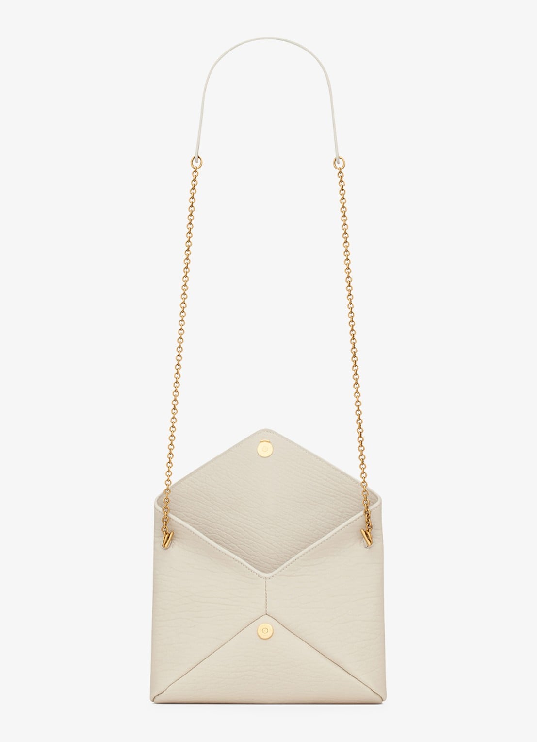 Saint Laurent Cassandre clutch van lamsleer met afneembare schouderriem - detail 5 gebroken wit