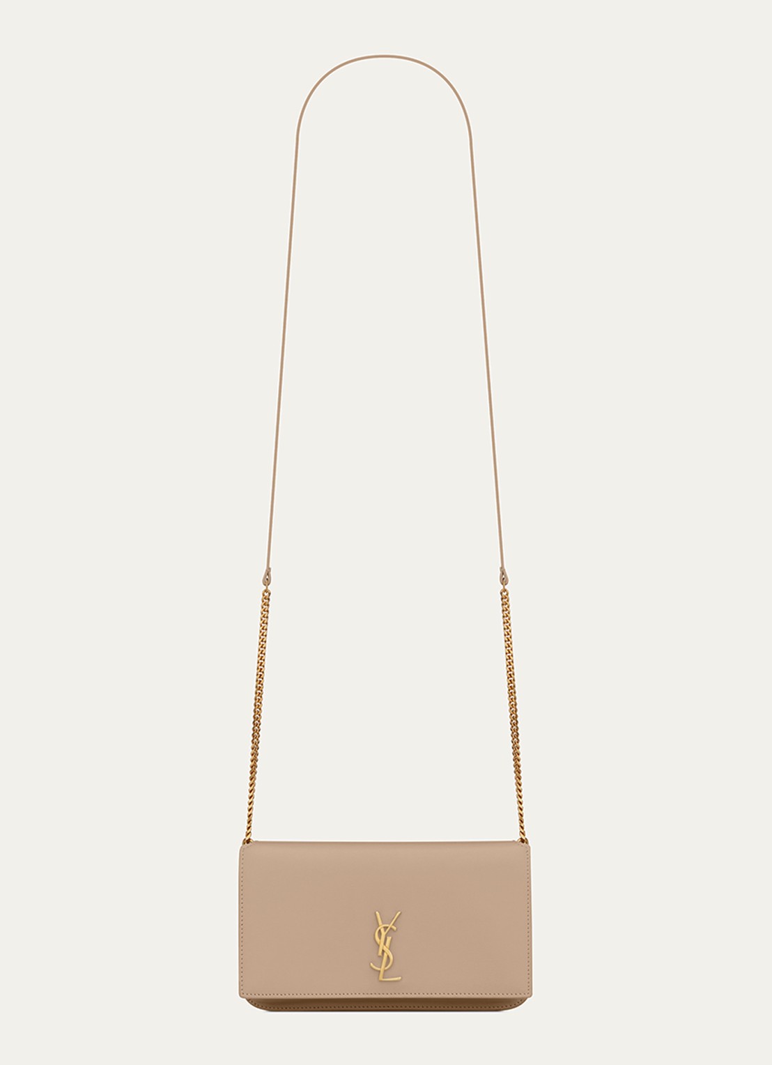 Saint Laurent Cassandre crossbody telefoonhoes van kalfsleer - achterkant 5 beige