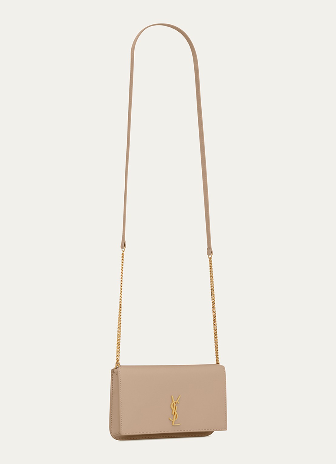 Saint Laurent Cassandre crossbody telefoonhoes van kalfsleer - detail 4 beige