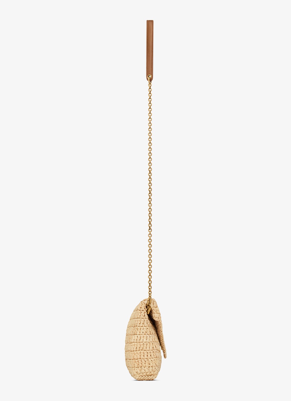 Saint Laurent Cassandre crossbodytas van raffia met leer - detail 4 beige