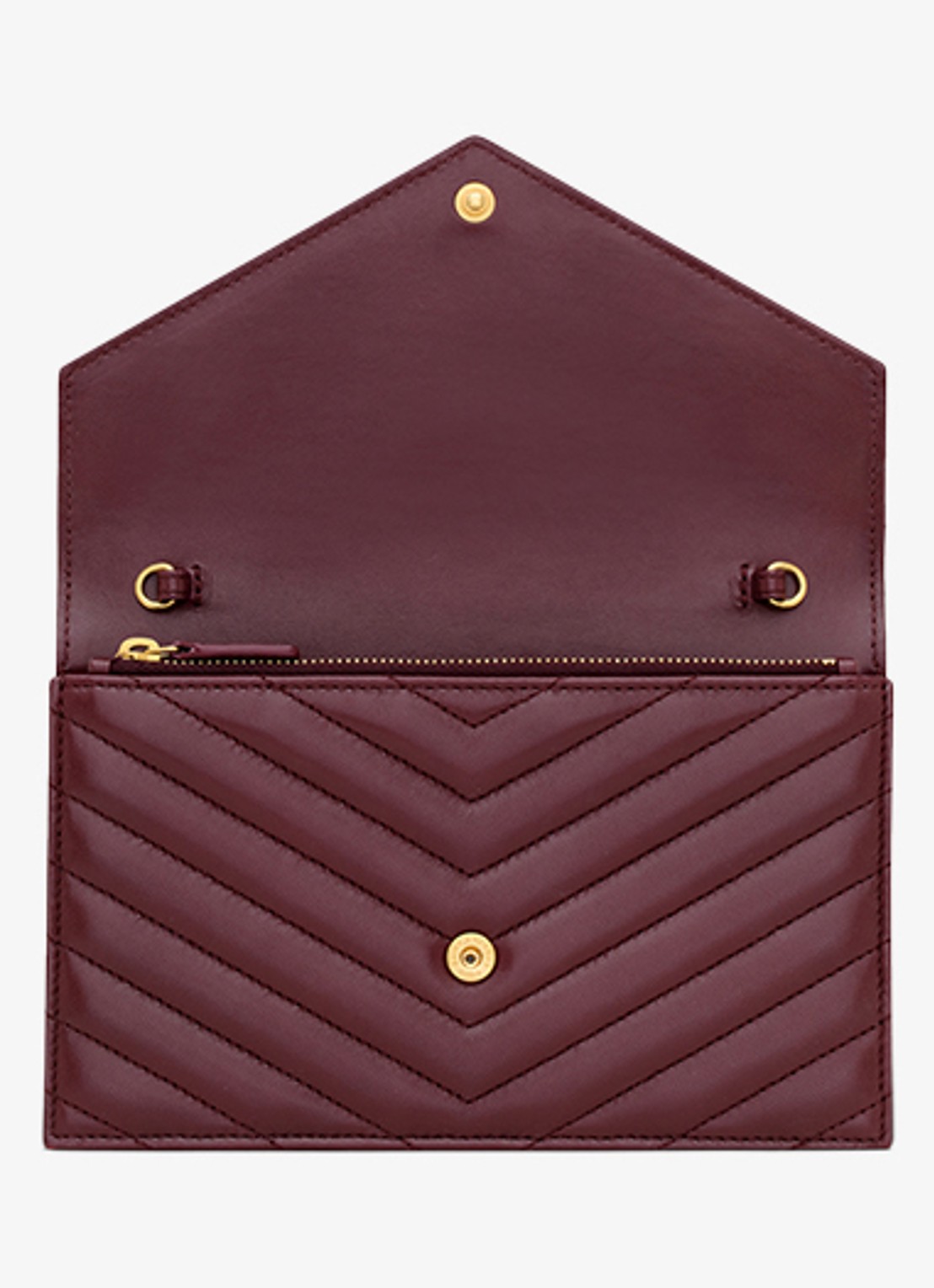 Saint Laurent Cassandre Envelope clutch van lamsleer met afneembare schouderriem - detail 5 bordeauxrood