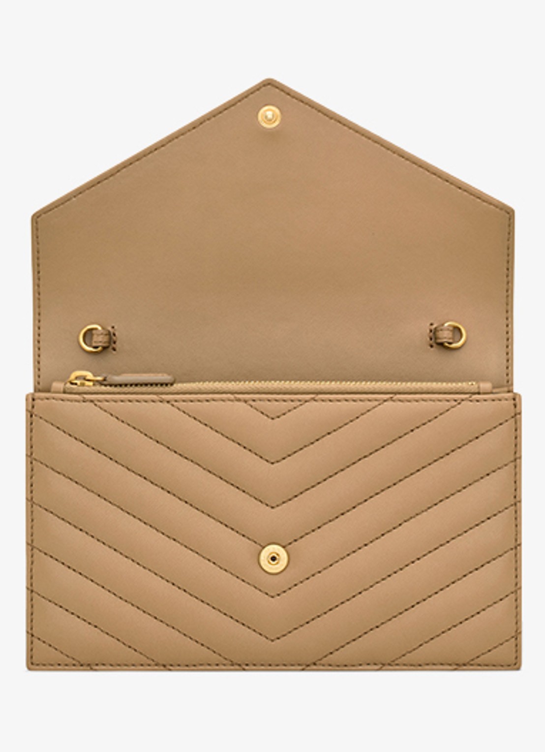Saint Laurent Cassandre Envelope clutch van lamsleer met afneembare schouderriem - detail 3 beige