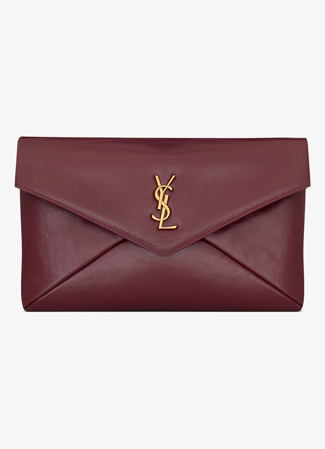 Saint Laurent Cassandre Envelope Large clutch van kalfsleer - voorkant 4 bordeauxrood