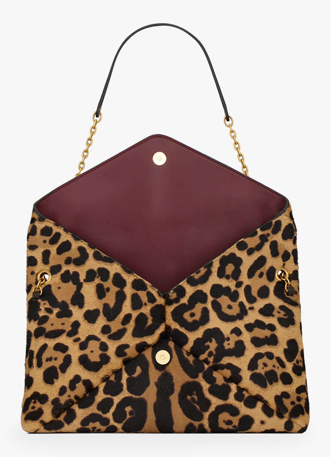 Saint Laurent Cassandre Envelope Large schoudertas van kalfsleer met ponyhair - detail 5 bruin