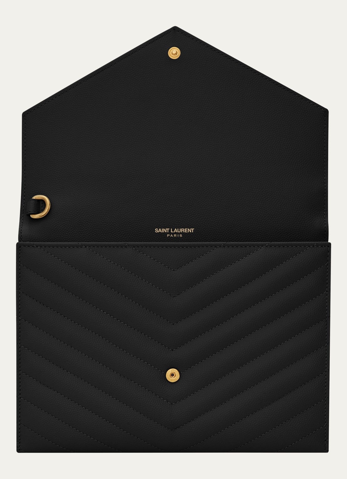 Saint Laurent Cassandre flap clutch van quilted kalfsleer - detail 3 zwart