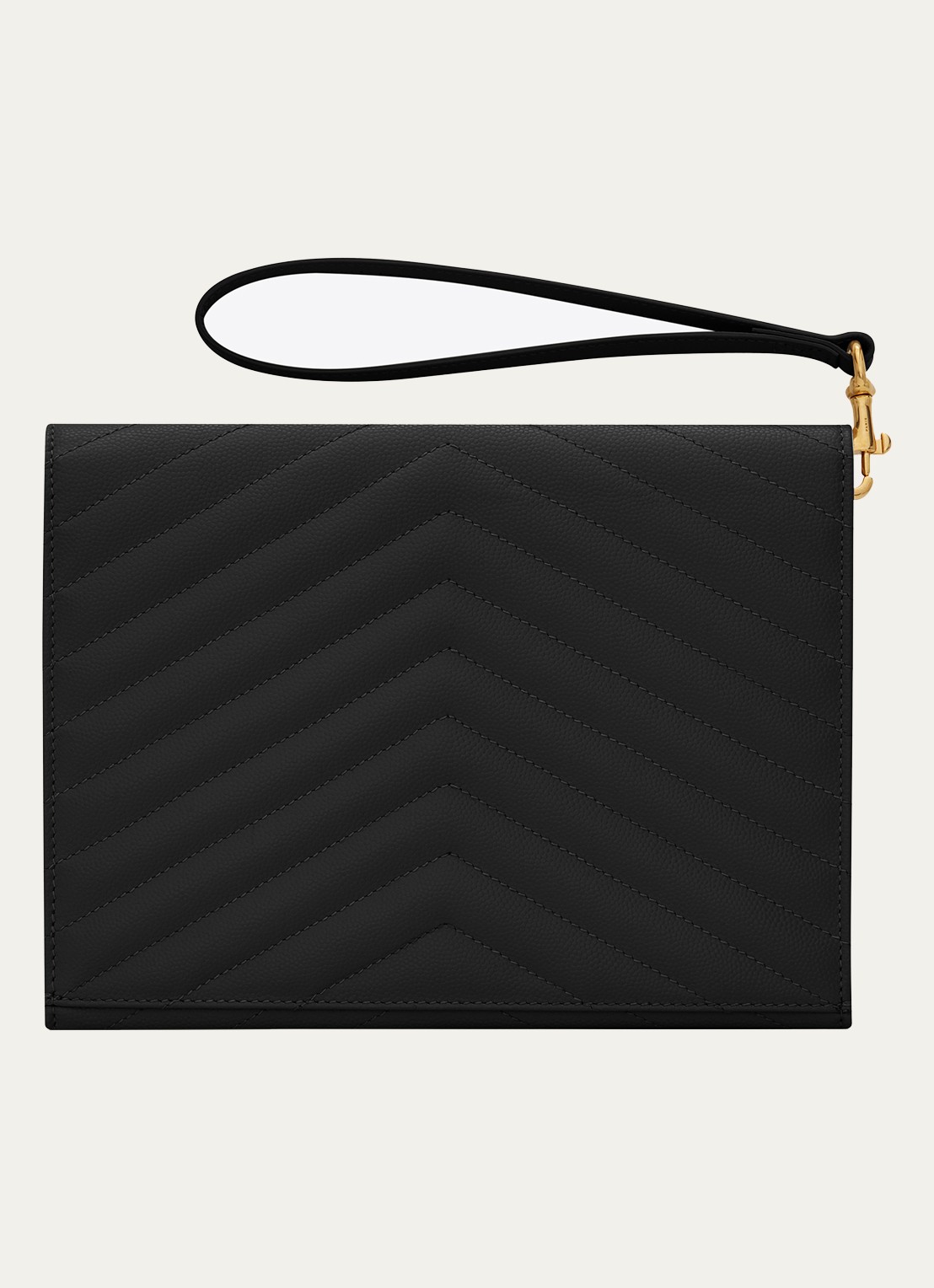 Saint Laurent Cassandre flap clutch van quilted kalfsleer - detail 4 zwart