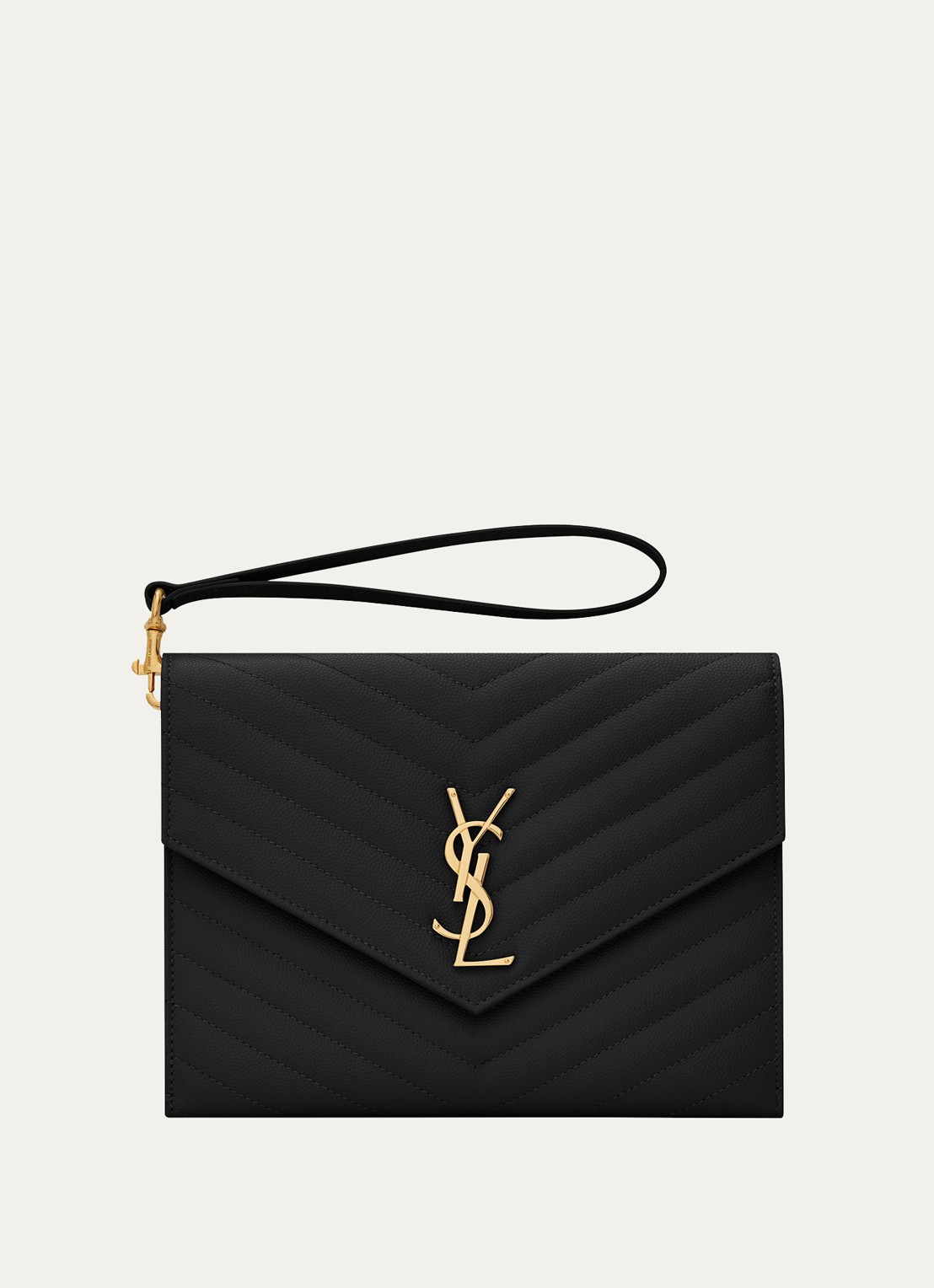 Saint Laurent Cassandre flap clutch van quilted kalfsleer - voorkant 5 zwart