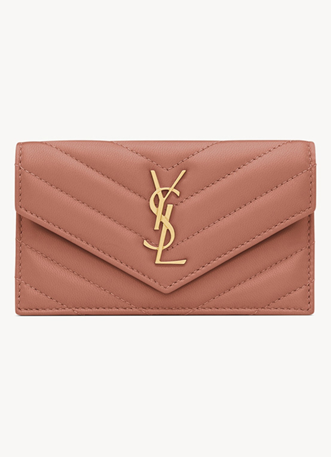 Saint Laurent Cassandre Fragments portemonnee van kalfsleer - voorkant oudroze