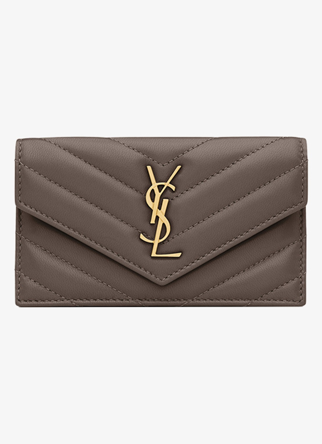 Saint Laurent Cassandre Fragments portemonnee van lamsleer - voorkant 2 taupe