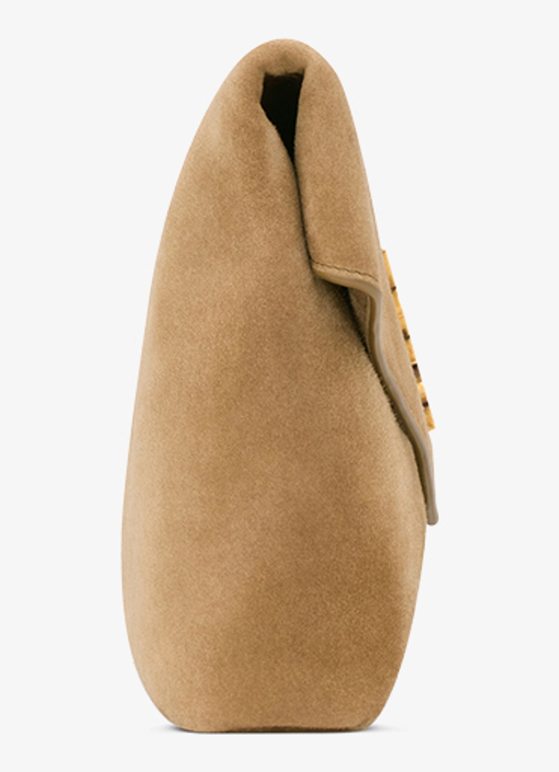 Saint Laurent Cassandre Large clutch van kalfssuède - detail 2 lichtbruin
