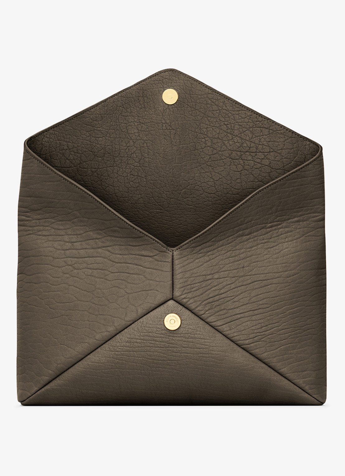 Saint Laurent Cassandre Large clutch van lamsleer - detail 4 bronsgroen