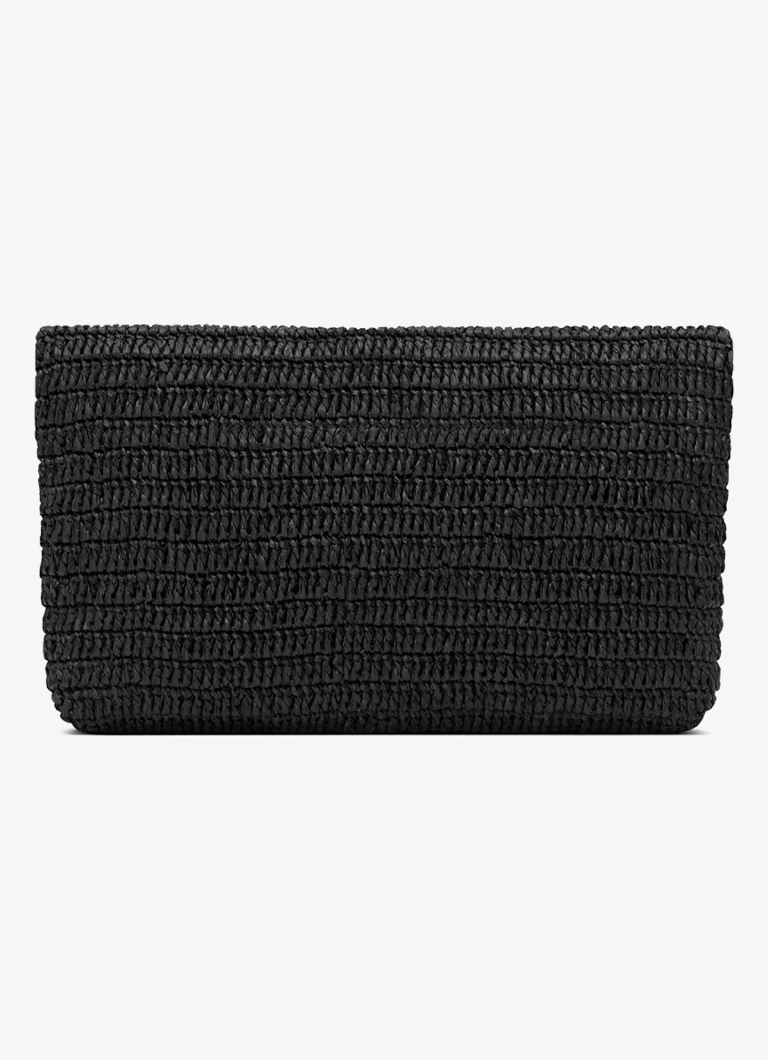 Saint Laurent Cassandre Large clutch van raffia - achterkant zwart