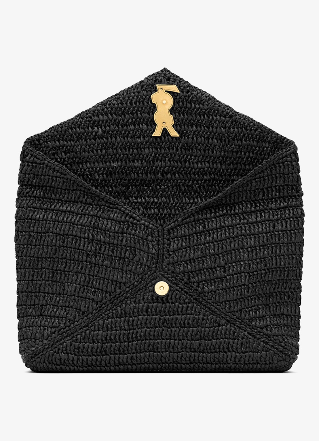 Saint Laurent Cassandre Large clutch van raffia - detail 4 zwart