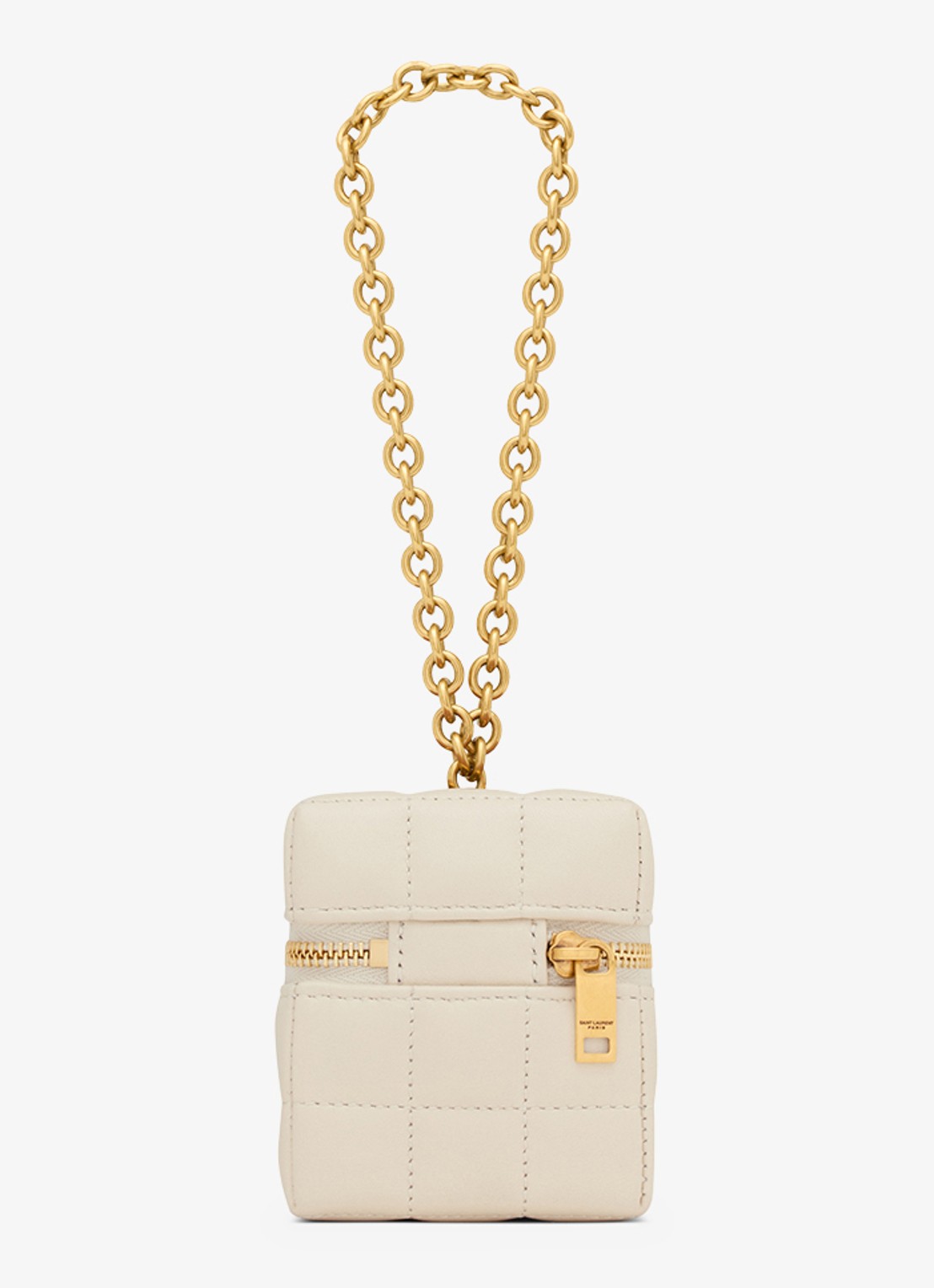Saint Laurent Cassandre Matelassé Carré Mini Cube handtas van lamsleer - achterkant 6 gebroken wit