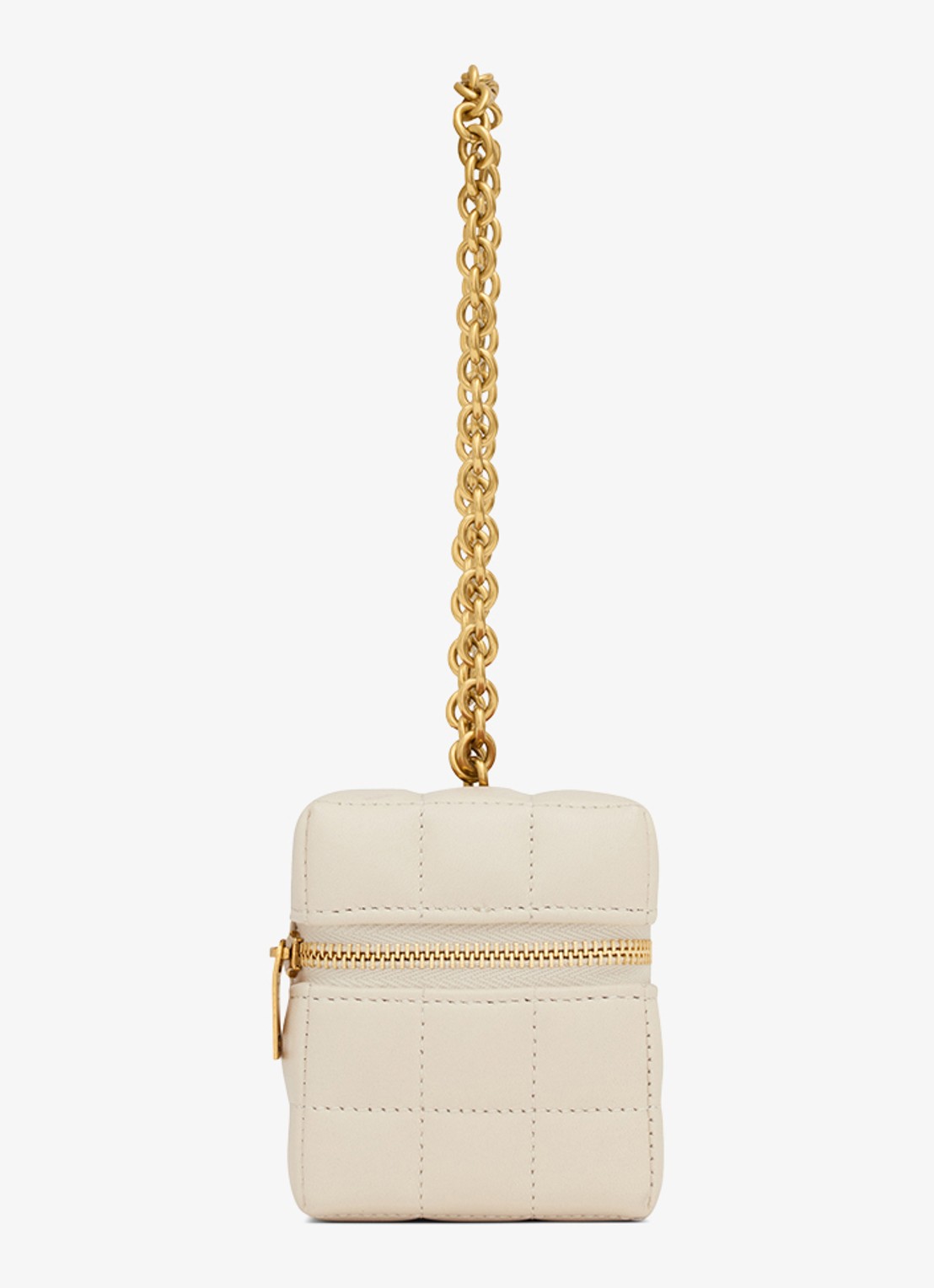 Saint Laurent Cassandre Matelassé Carré Mini Cube handtas van lamsleer - detail gebroken wit