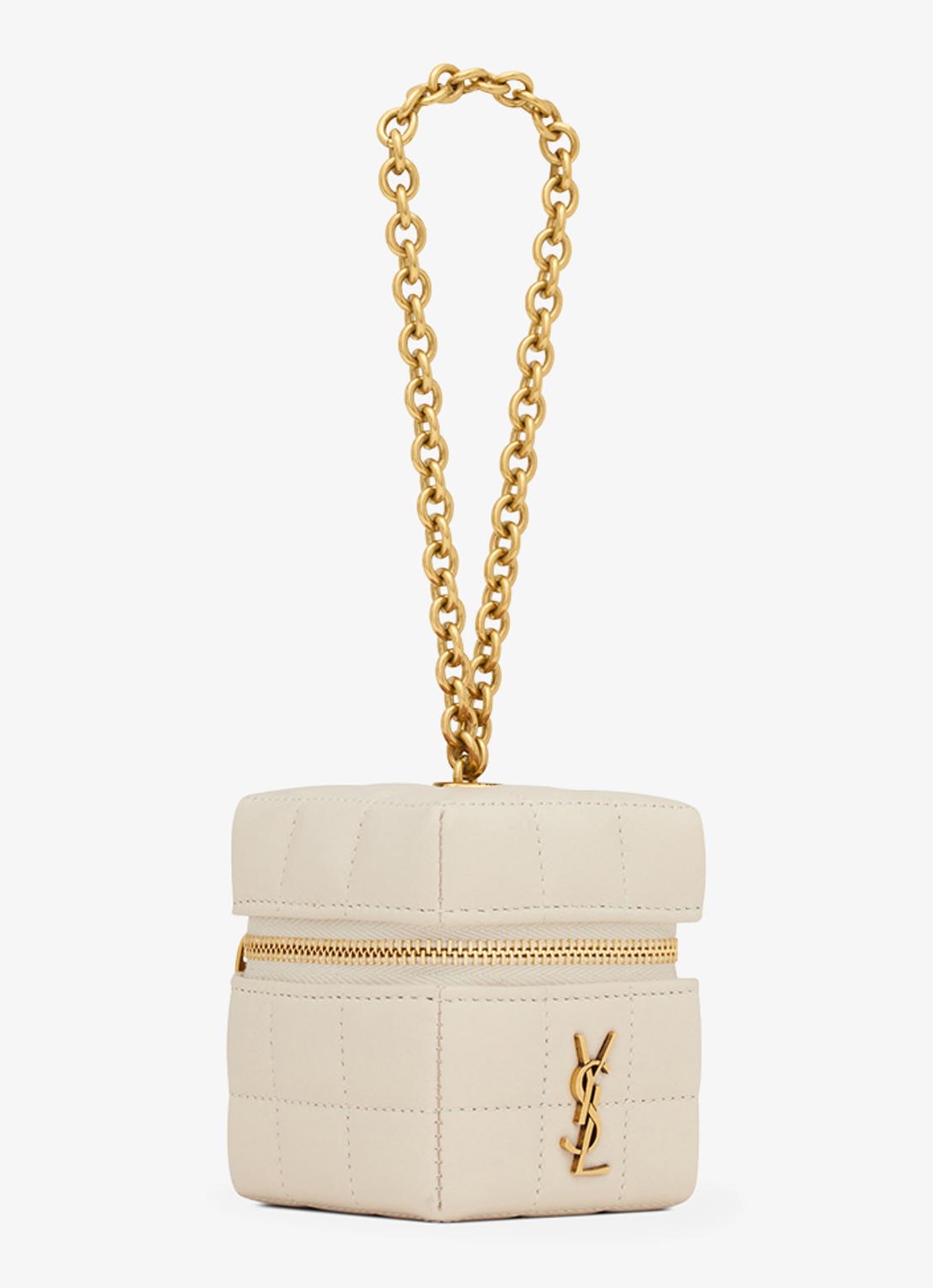 Saint Laurent Cassandre Matelassé Carré Mini Cube handtas van lamsleer - detail 2 gebroken wit