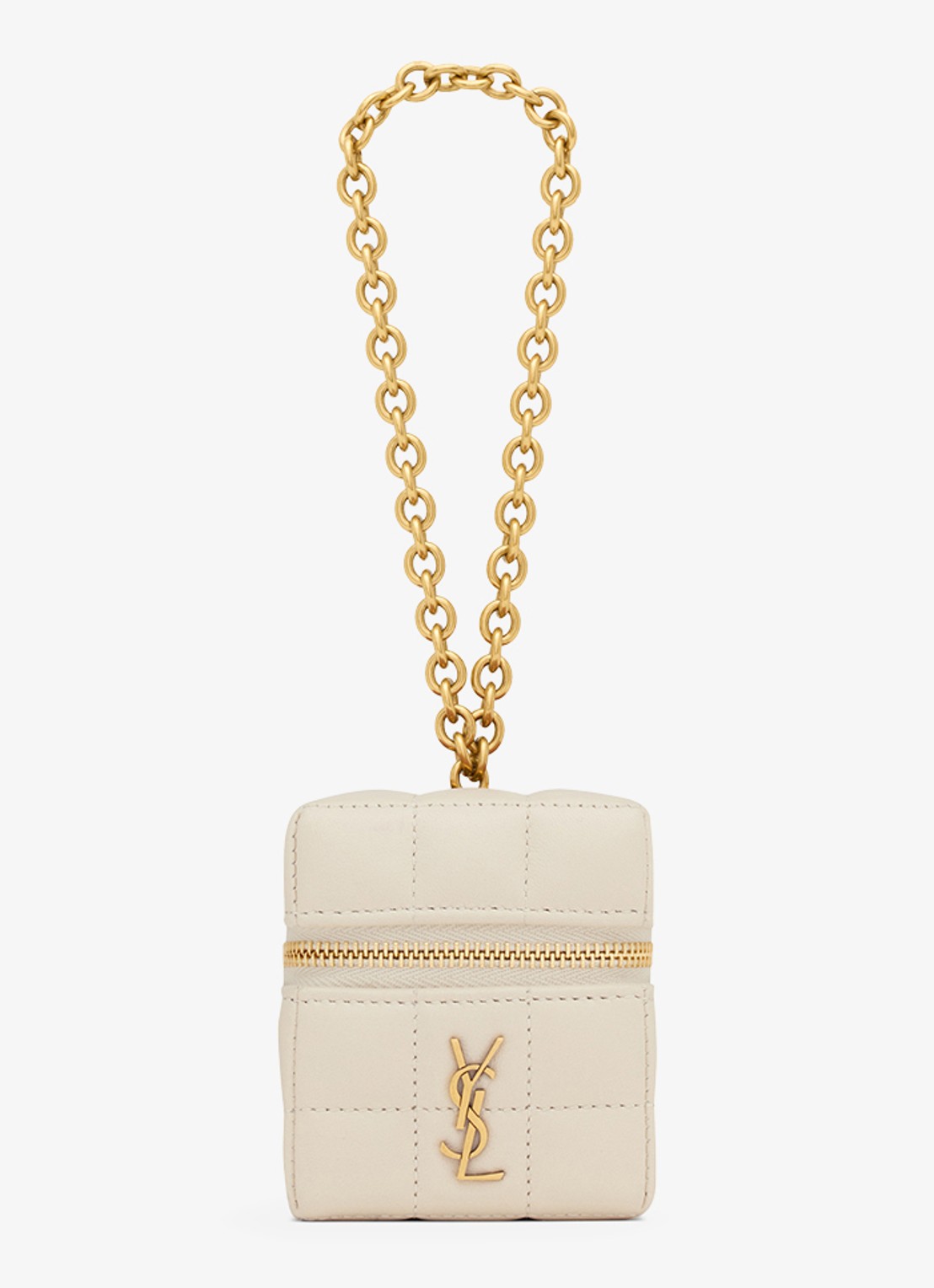 Saint Laurent Cassandre Matelassé Carré Mini Cube handtas van lamsleer - voorkant 5 gebroken wit