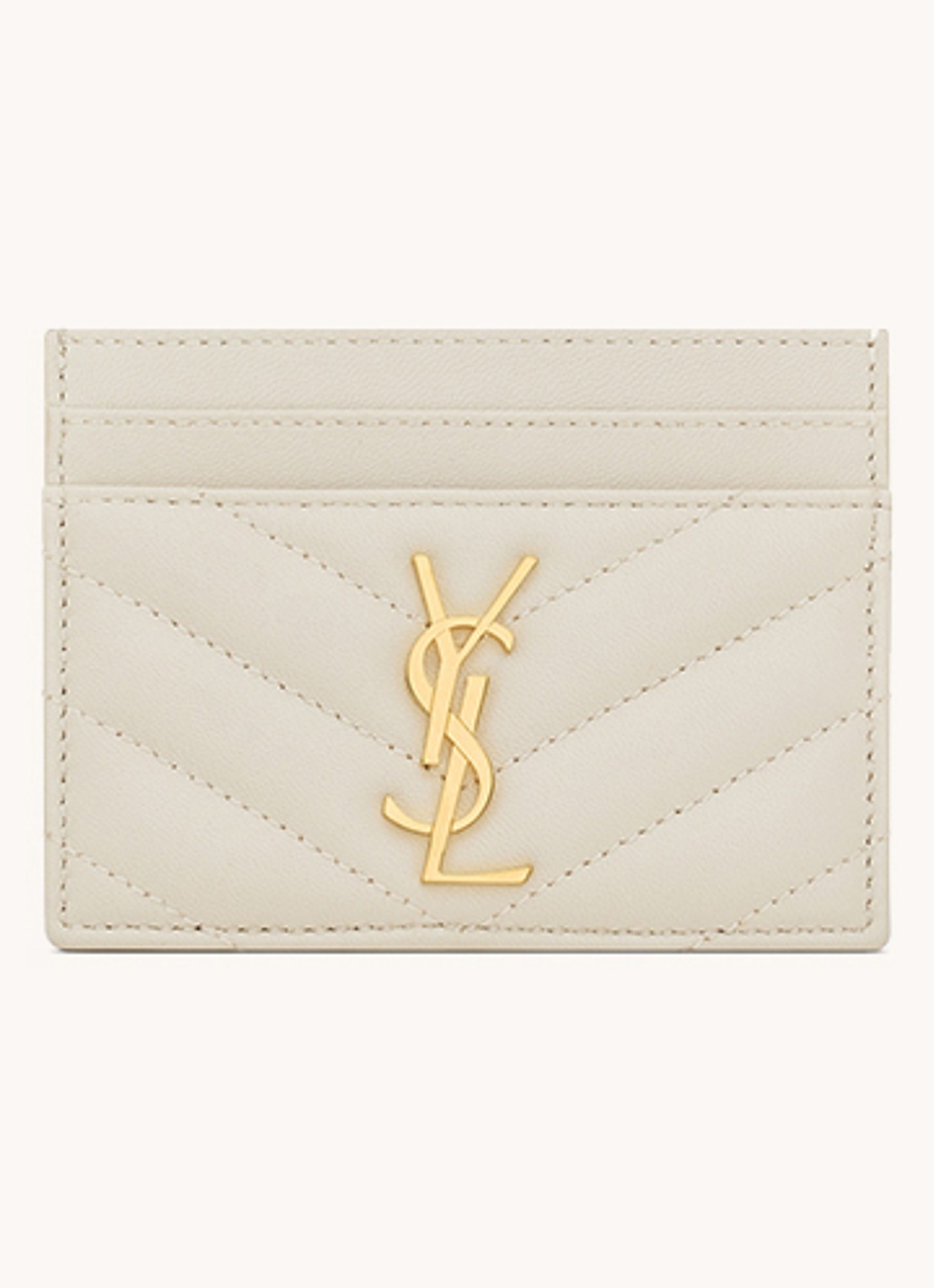 Saint Laurent Cassandre Matelassé pasjeshouder van quilted lamsleer - voorkant wit