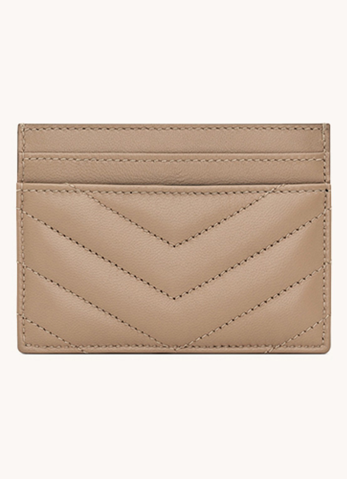 Saint Laurent Cassandre Matelassé pasjeshouder van quilted lamsleer - voorkant 2 zand
