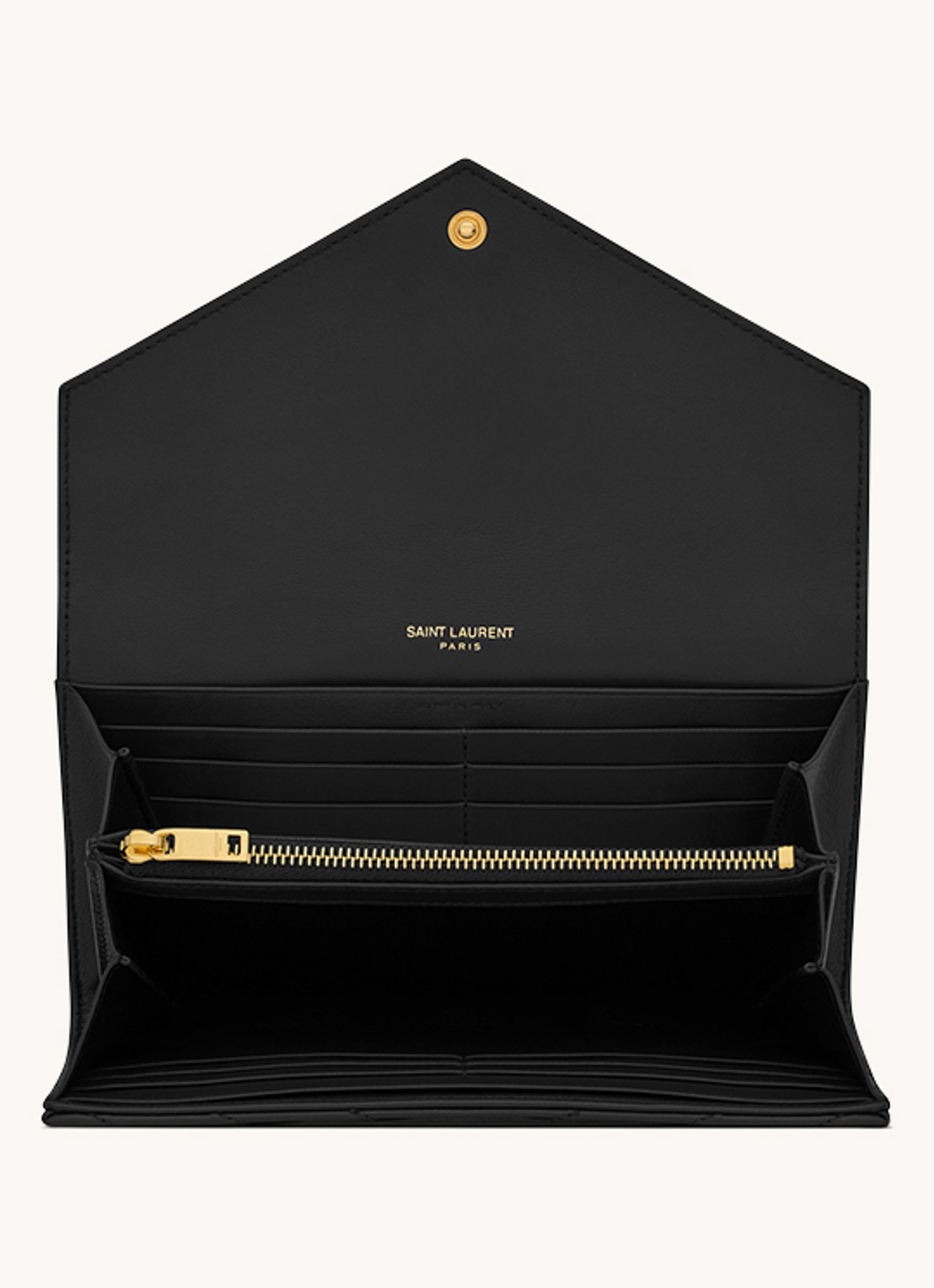 Saint Laurent Cassandre Matelassé portemonnee van lamsleer - detail zwart