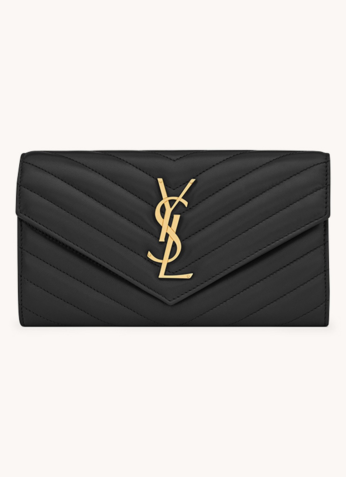 Saint Laurent Cassandre Matelassé portemonnee van lamsleer - voorkant 3 zwart